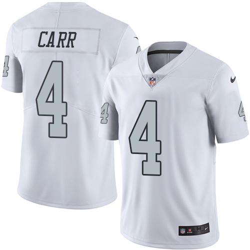 Men's Limited Derek Carr Nike Jersey White - #4 Rush NFL Oakland Raiders